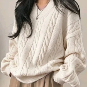 Apricot Dream Cable Knit Sweater