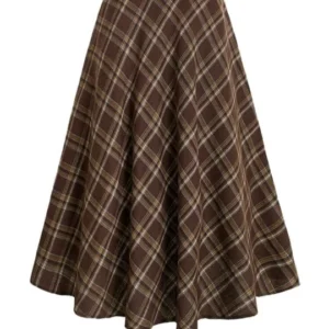Autumn Reverie Plaid Midi Skirt